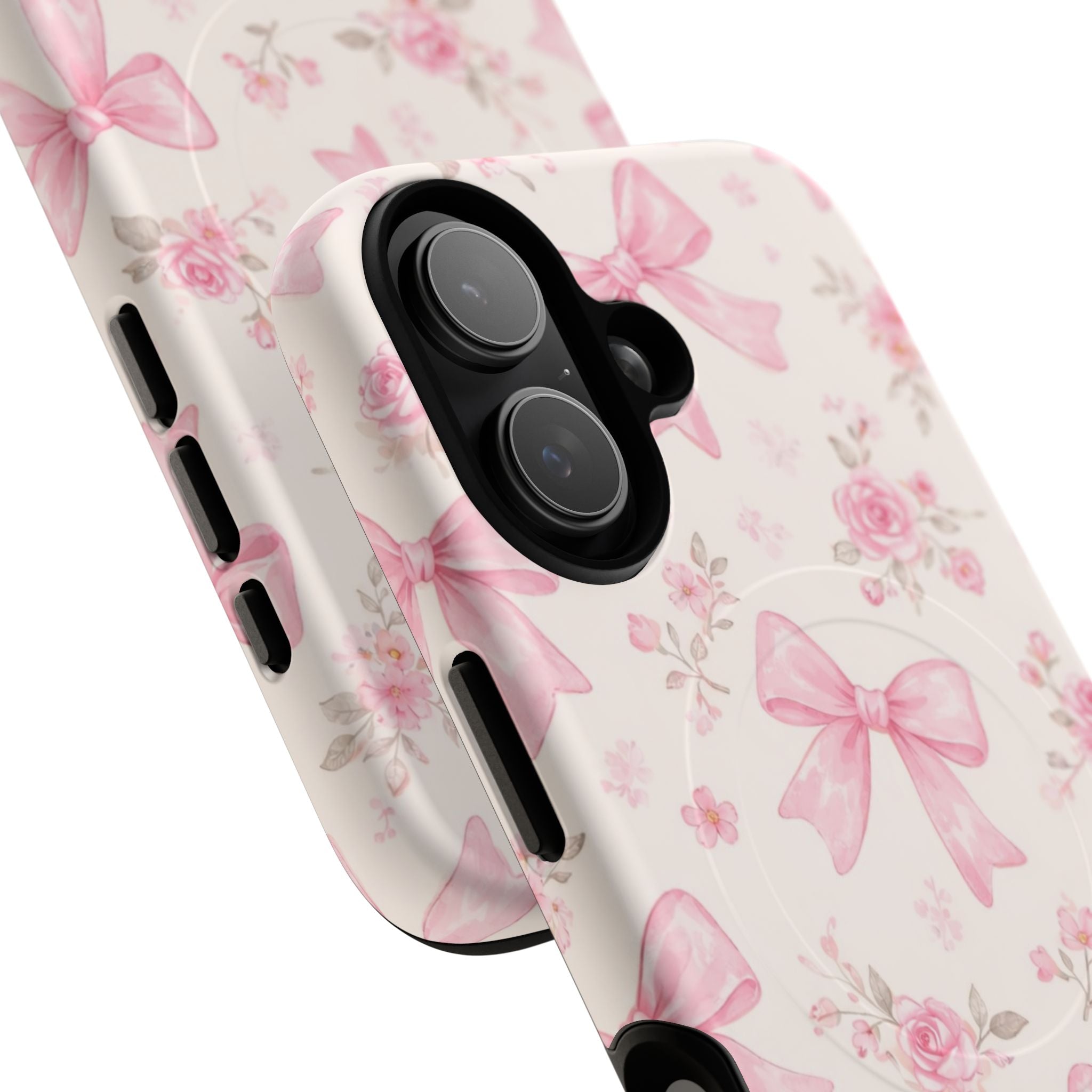 Pink Bow Floral iPhone Case – MagSafe Compatible