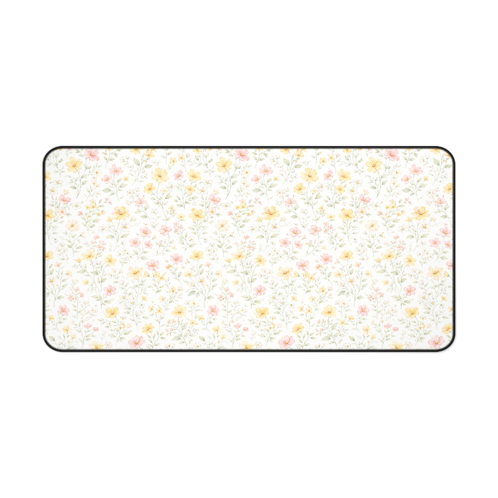 Tiny Pastel Wildflowers Desk Mat, Floral Mouse Pad Deskpad
