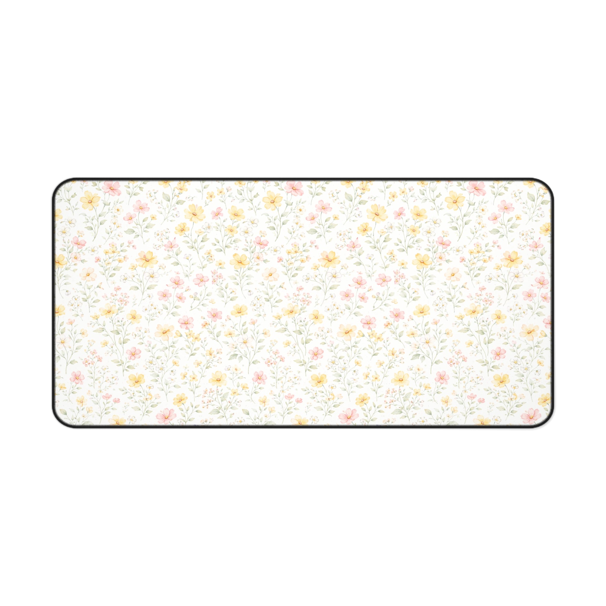 Tiny Pastel Wildflowers Desk Mat, Floral Mouse Pad Deskpad