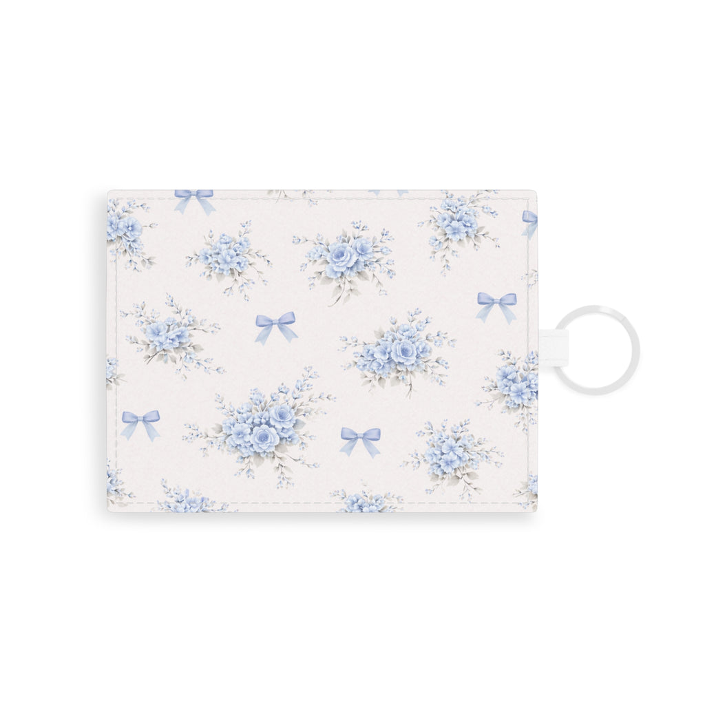 Blue Floral Bouquet Card Holder | Saffiano Leather