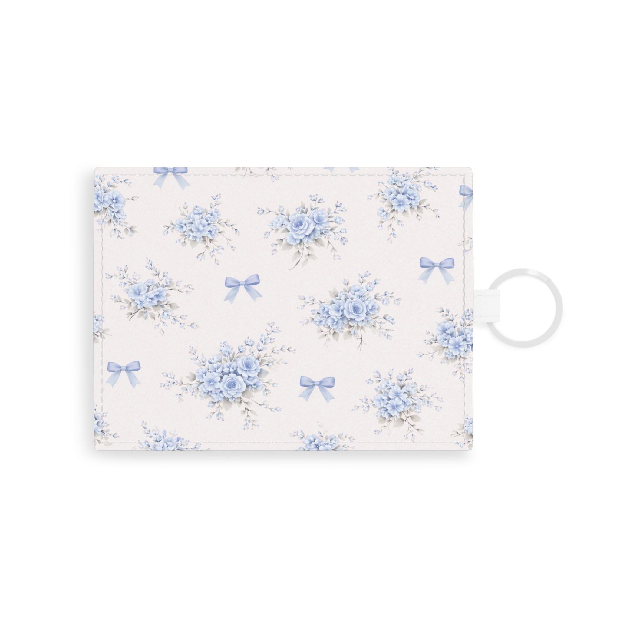 Blue Floral Bouquet Card Holder | Saffiano Leather