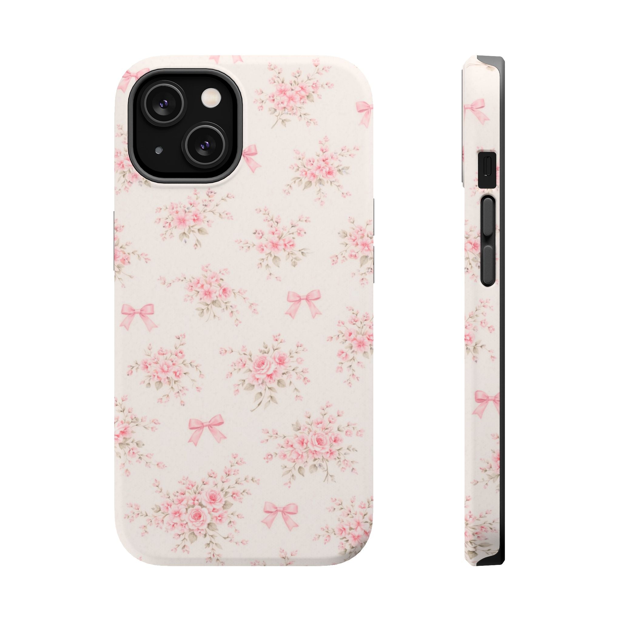 Pink Floral Bow Pattern Cases | Magnetic Impact-Resistant iPhone Case