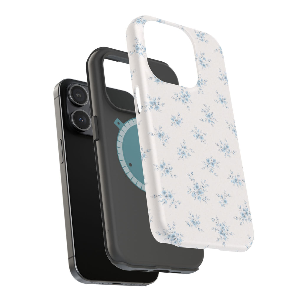 Blue Floral Pattern iPhone Case | Magnetic Impact-Resistant Case