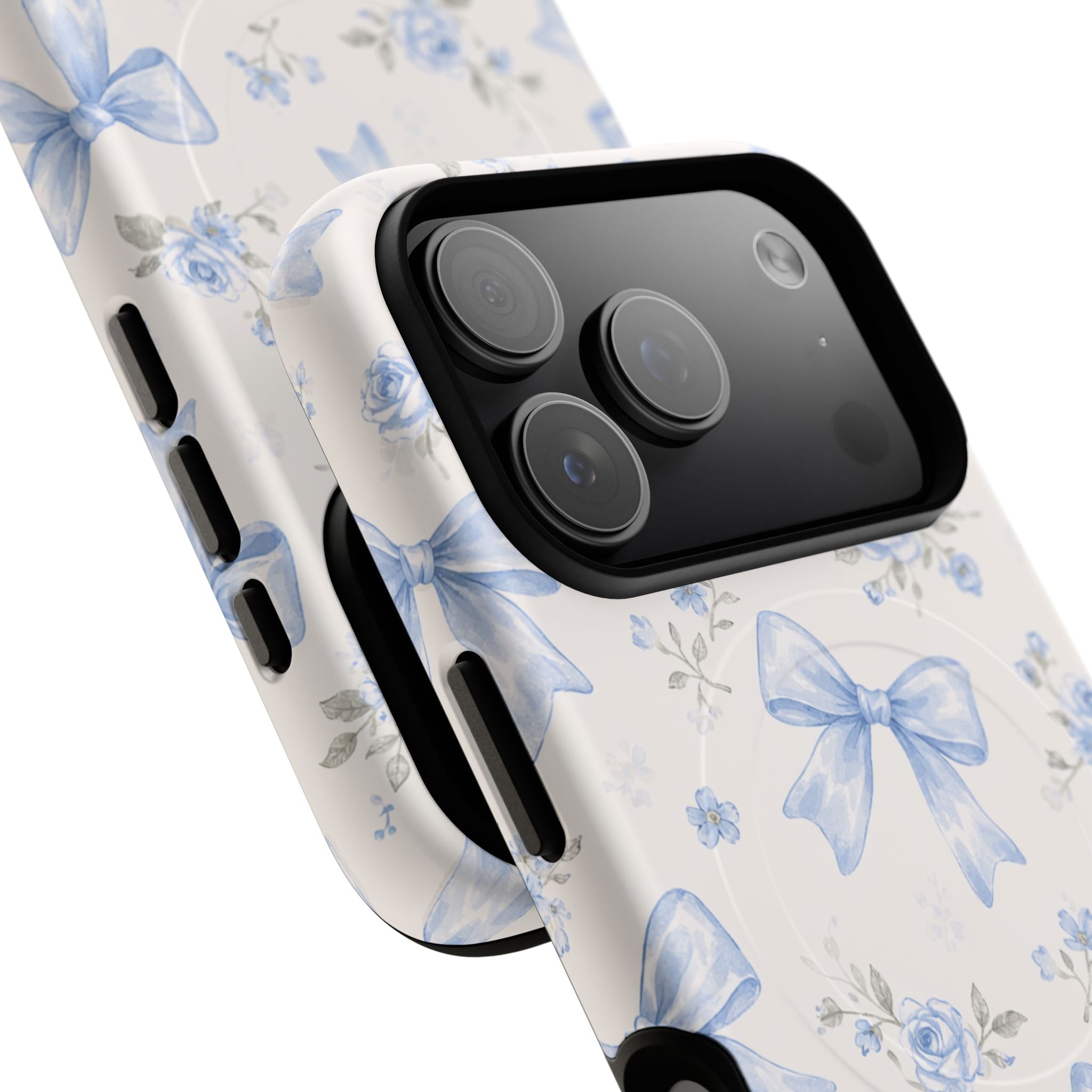 Floral Blue Bow iPhone Case – MagSafe Compatible
