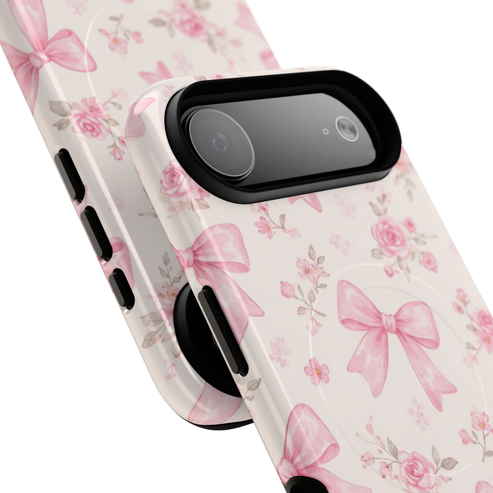 Pink Bow Floral iPhone Case – MagSafe Compatible