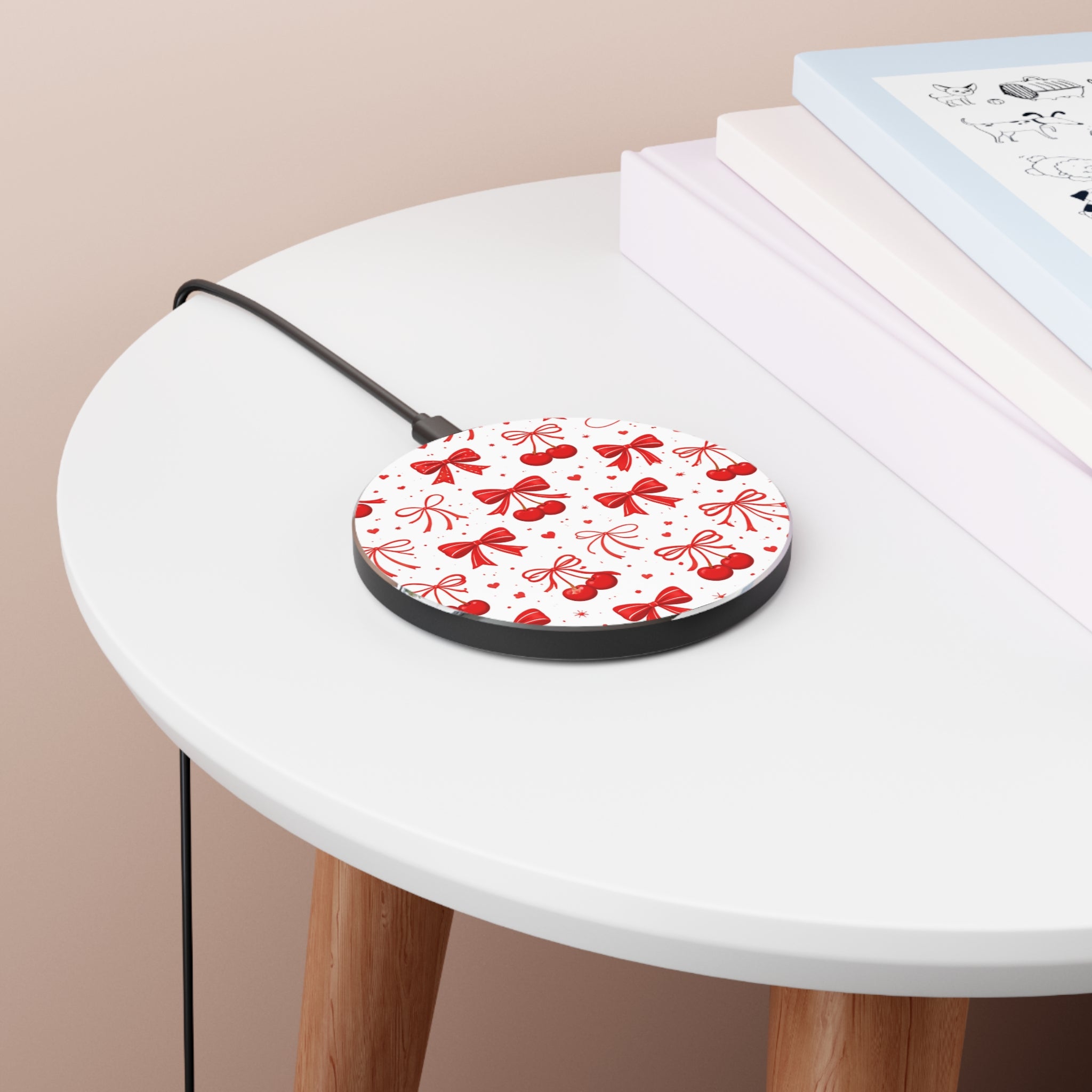 Red Cherry Bow Wireless Charger