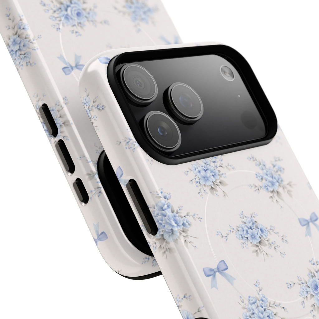Blue Floral Bow iPhone Case – MagSafe Compatible