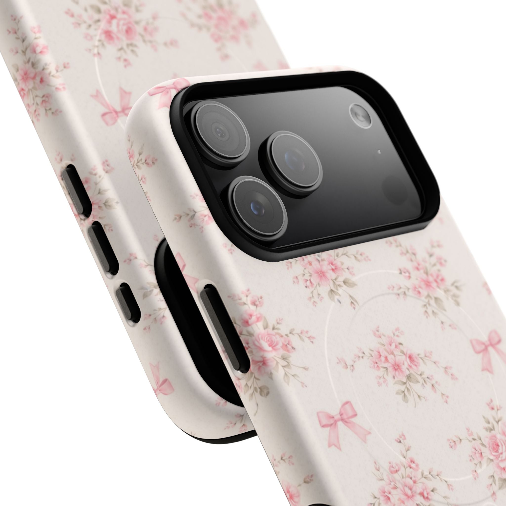 Floral Pink Bow iPhone Case – MagSafe Compatible