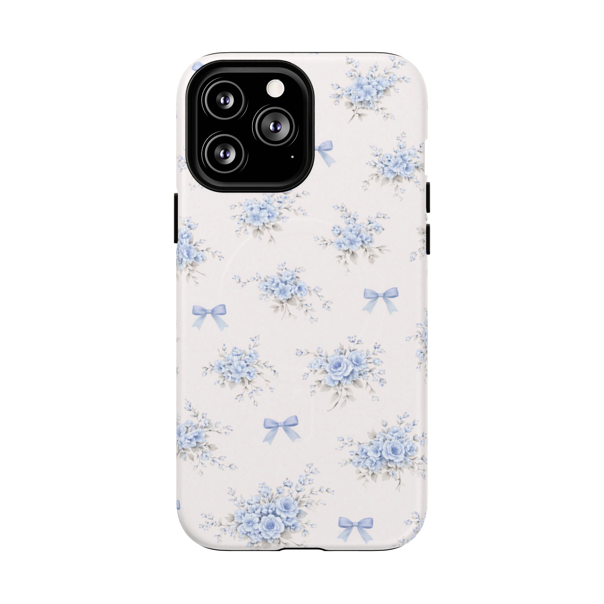 Blue Floral Bow iPhone Case – MagSafe Compatible