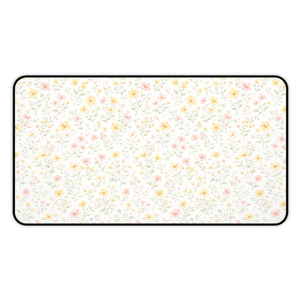 Tiny Pastel Wildflowers Desk Mat, Floral Mouse Pad Deskpad