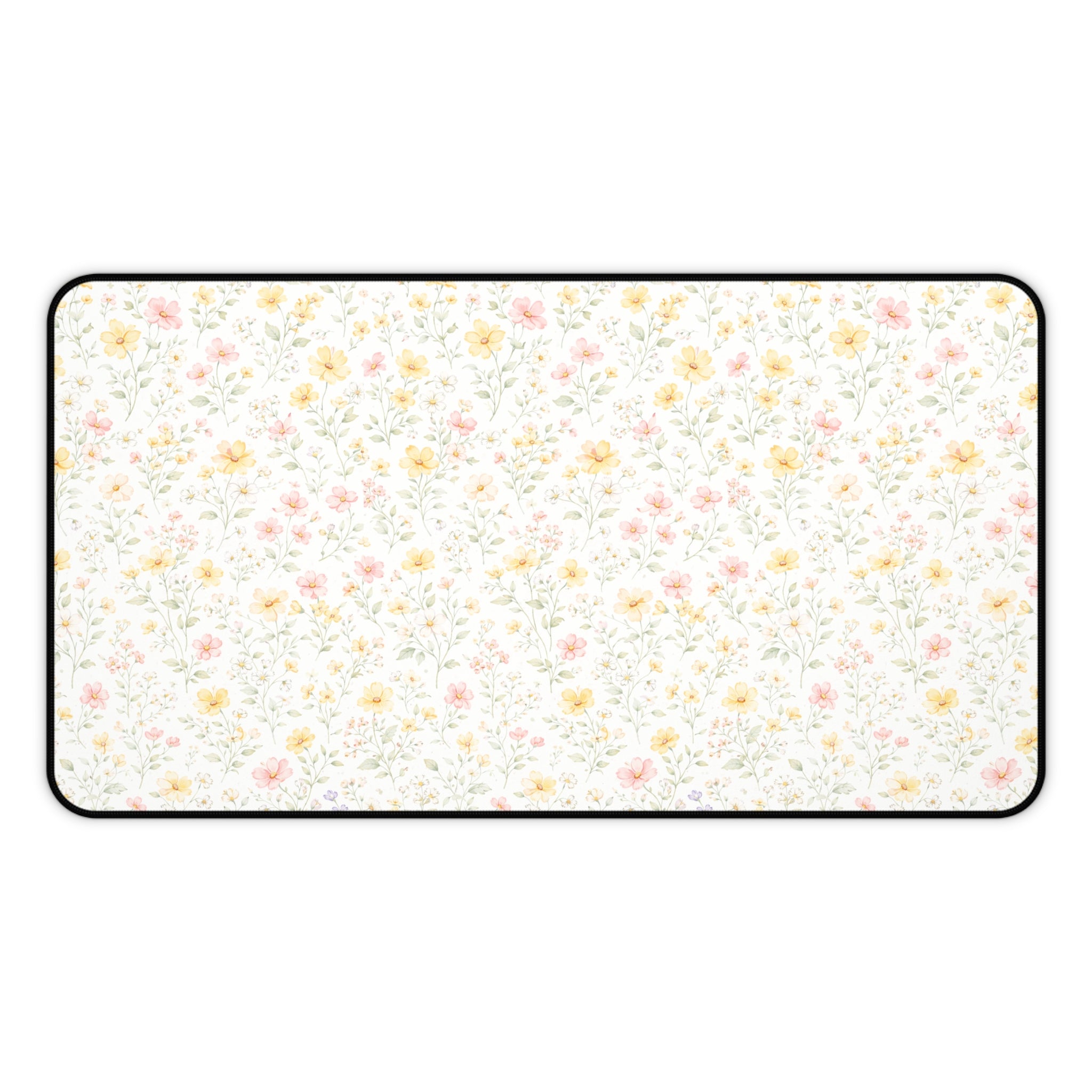 Tiny Pastel Wildflowers Desk Mat, Floral Mouse Pad Deskpad