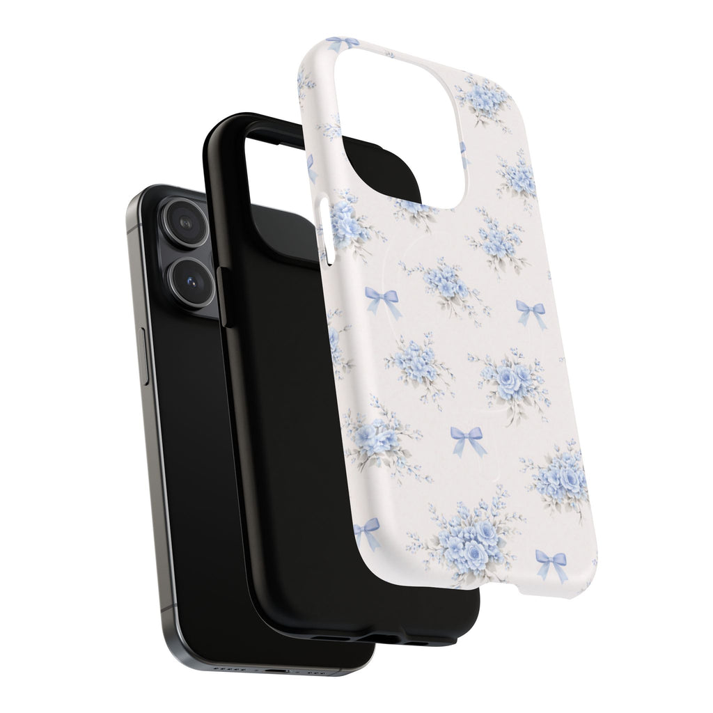 Blue Floral Bow iPhone Case – MagSafe Compatible