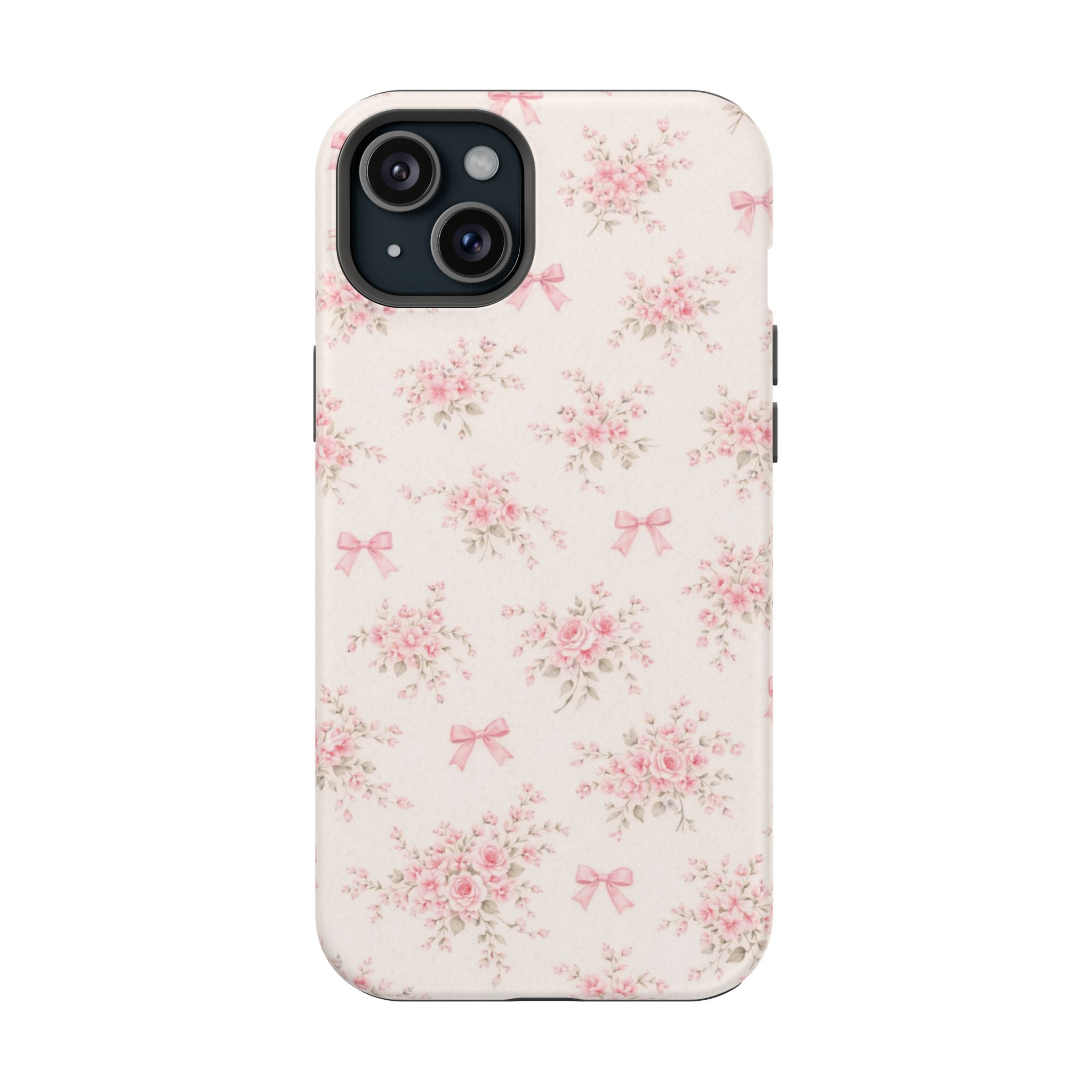 Pink Floral Bow Pattern Cases | Magnetic Impact-Resistant iPhone Case