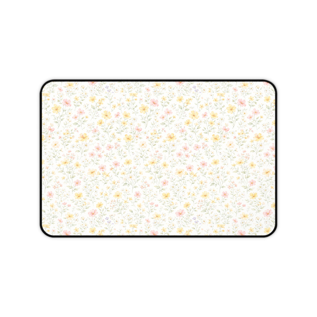 Tiny Pastel Wildflowers Desk Mat, Floral Mouse Pad Deskpad