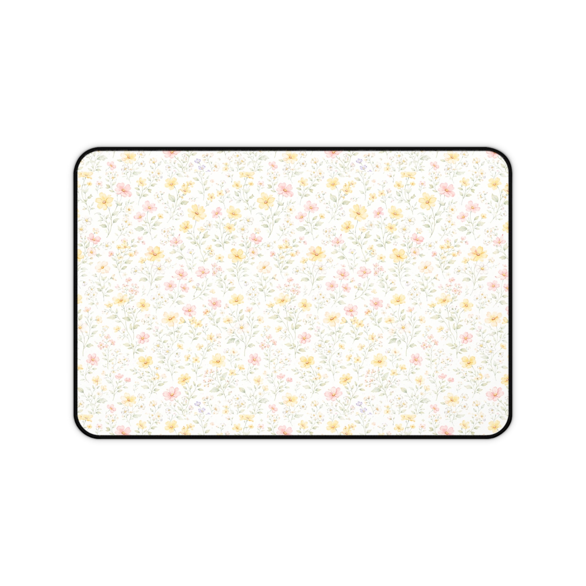 Tiny Pastel Wildflowers Desk Mat, Floral Mouse Pad Deskpad