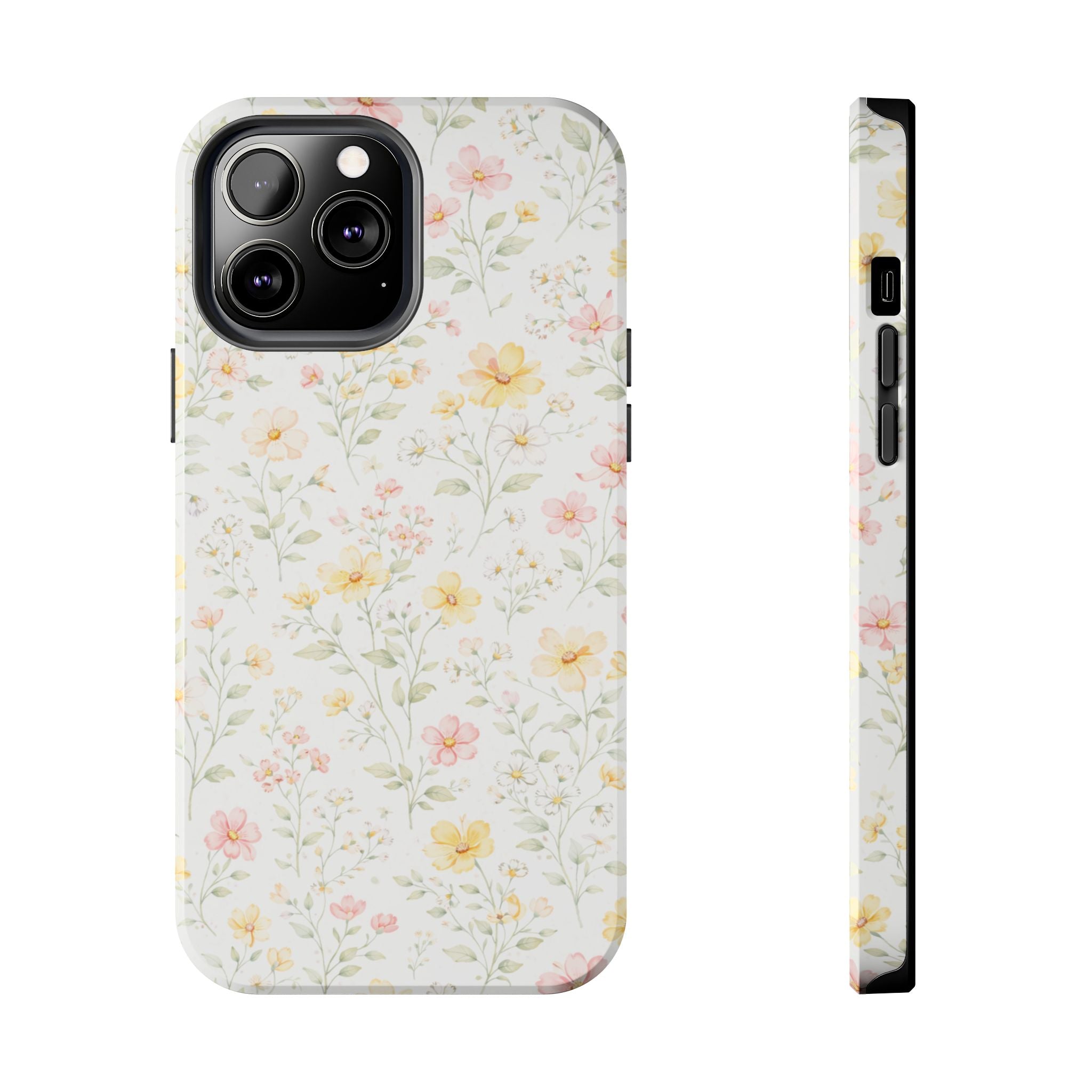 Delicate Pastel Wildflowers Tough Phone Case, Floral Botanical Pattern
