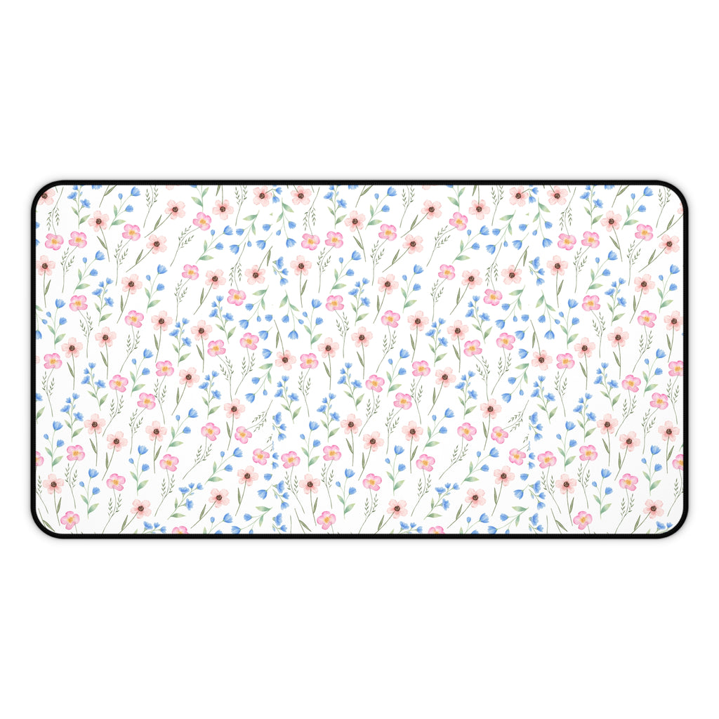Floral Wildflower Desk Mat – Pastel Meadow Mousepad for Home Office & Study
