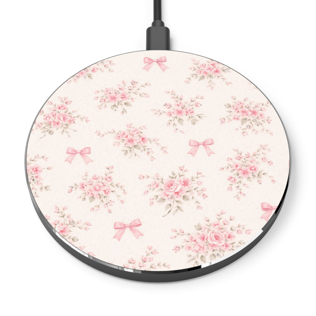 Pink Vintage Rose Wireless Charger