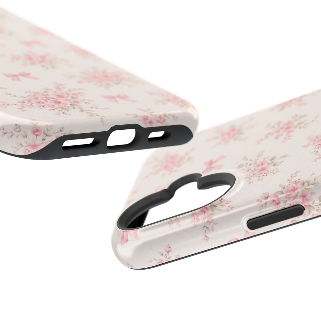 Pink Floral Bow Pattern Cases | Magnetic Impact-Resistant iPhone Case
