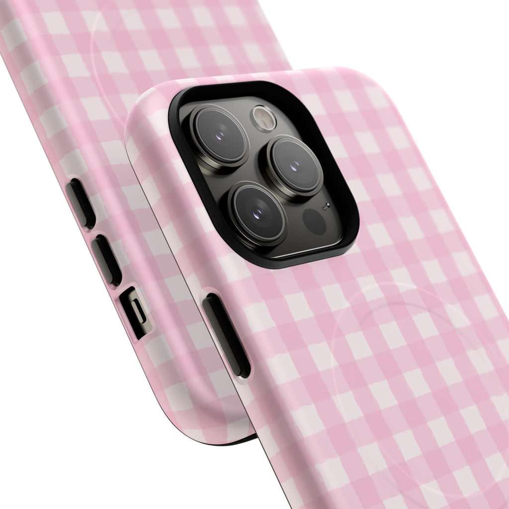 Pink Gingham iPhone Case – MagSafe Compatible
