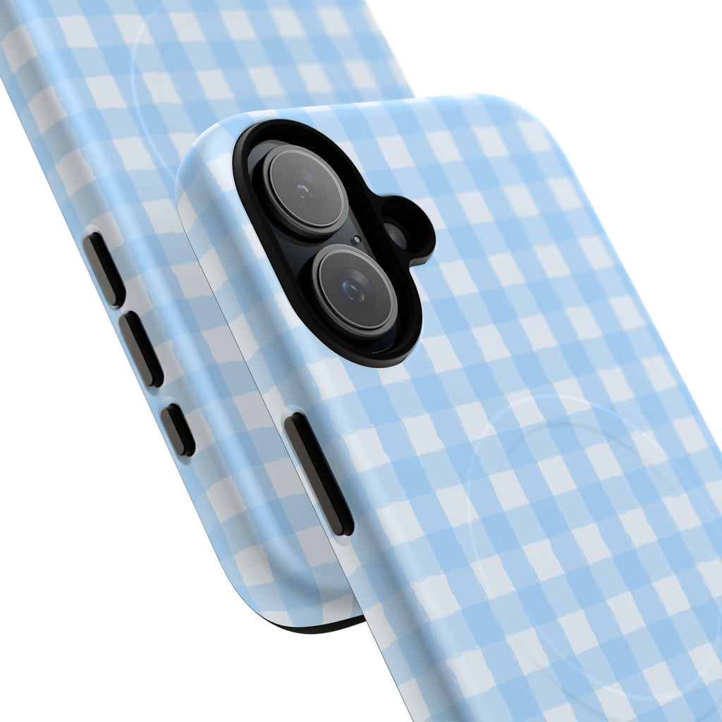 Blue Gingham iPhone Case – MagSafe Compatible