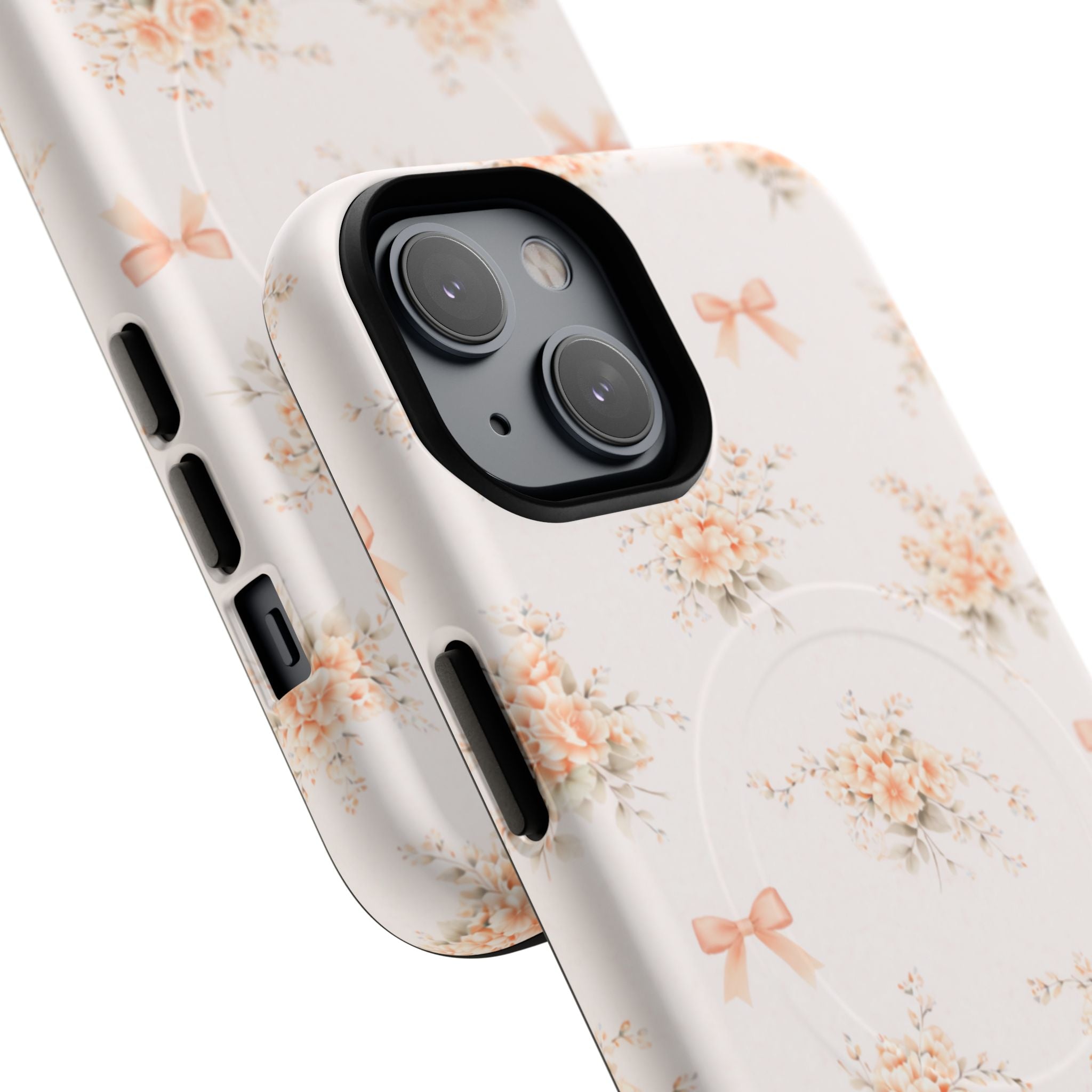 Peach Rose Bow iPhone Case – MagSafe Compatible