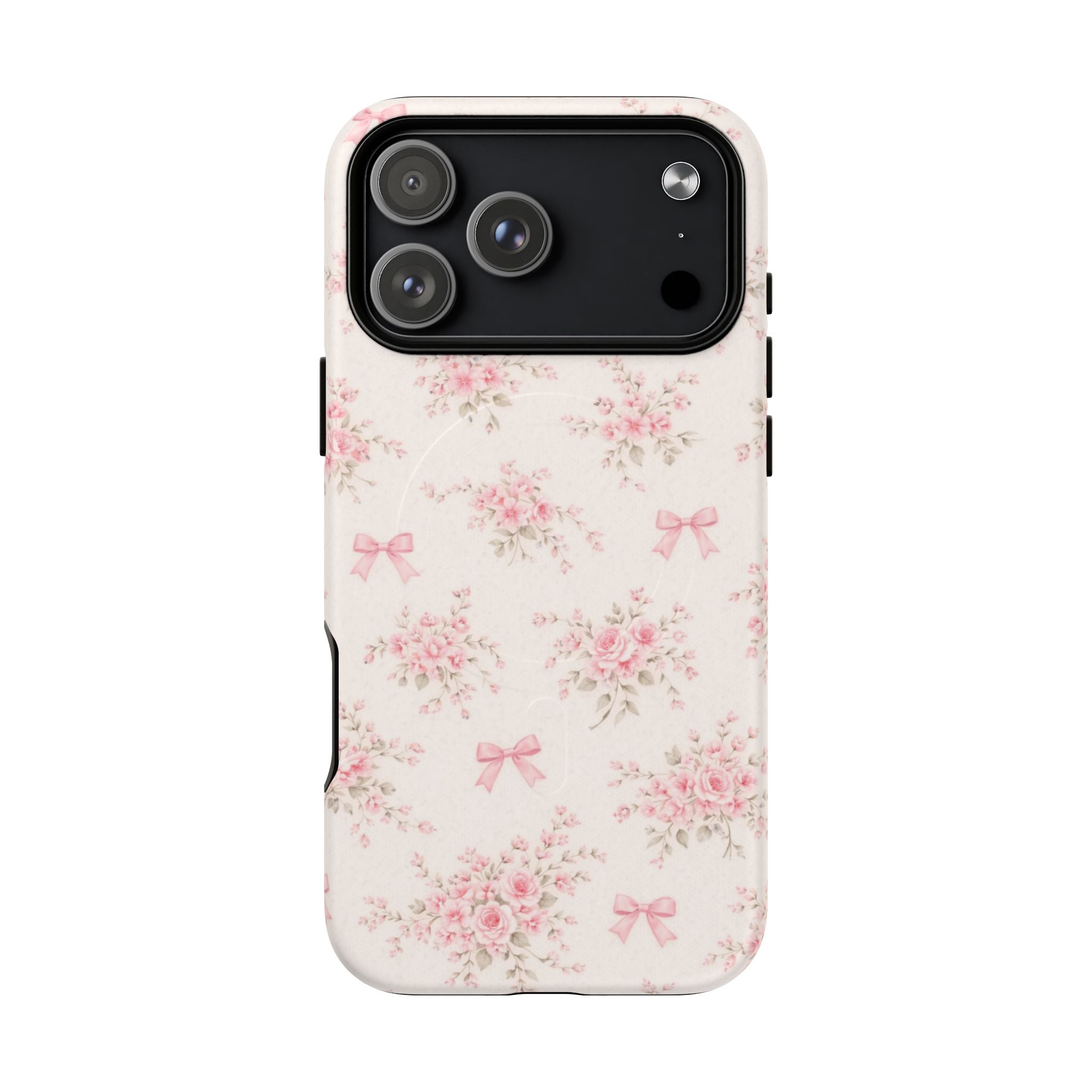 Floral Pink Bow iPhone Case – MagSafe Compatible