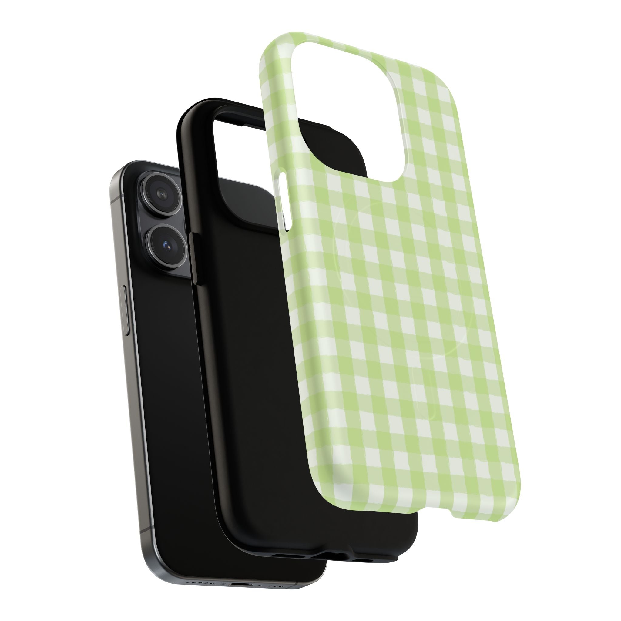 Green Gingham iPhone Case – MagSafe Compatible