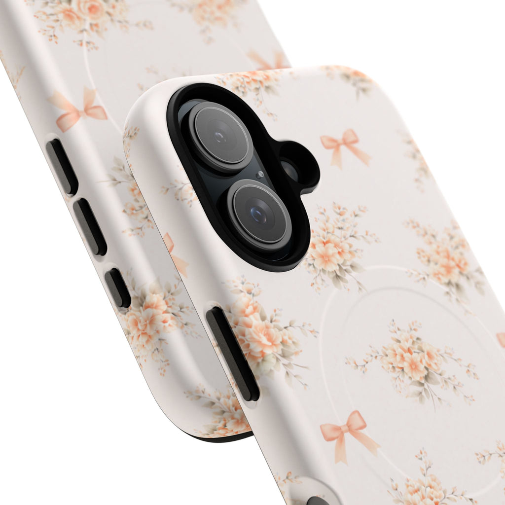 Peach Rose Bow iPhone Case – MagSafe Compatible