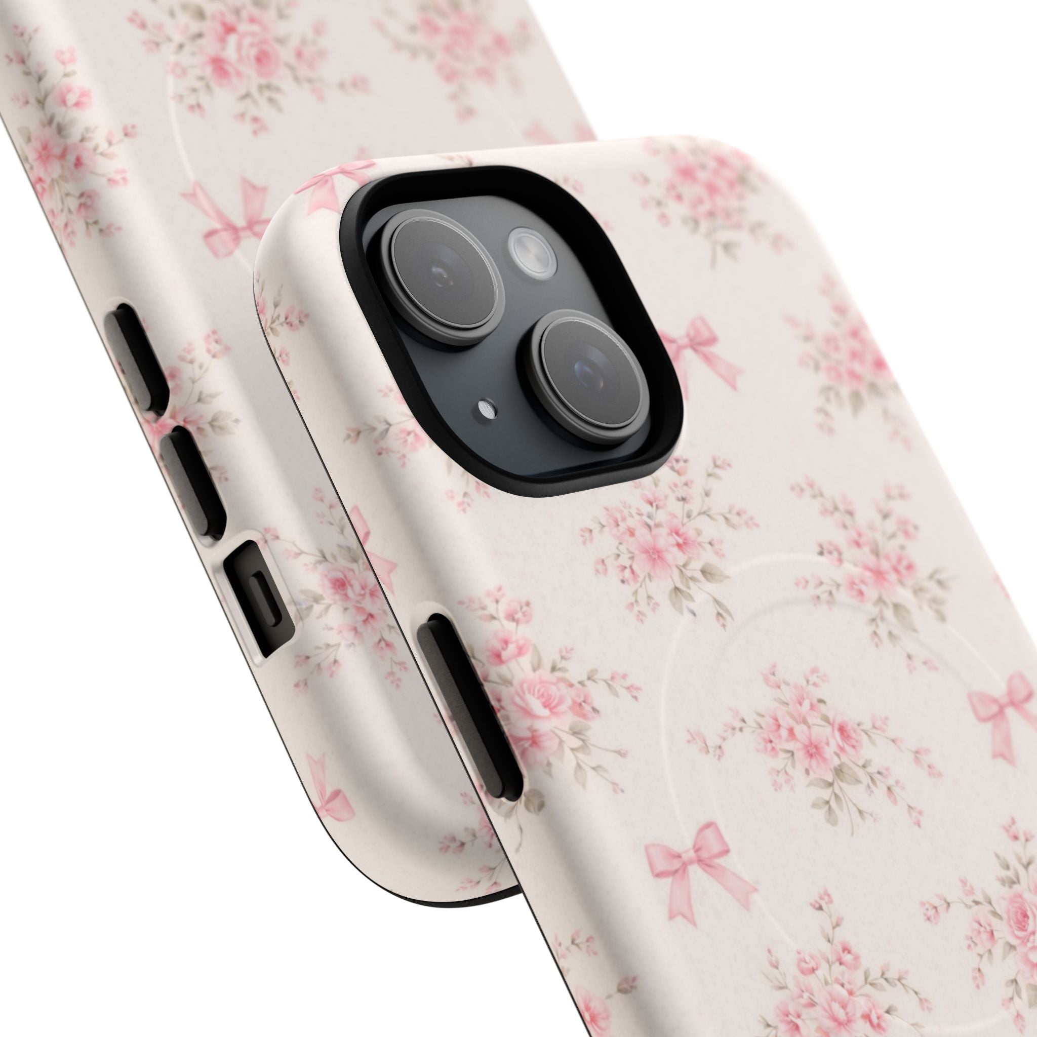 Floral Pink Bow iPhone Case – MagSafe Compatible
