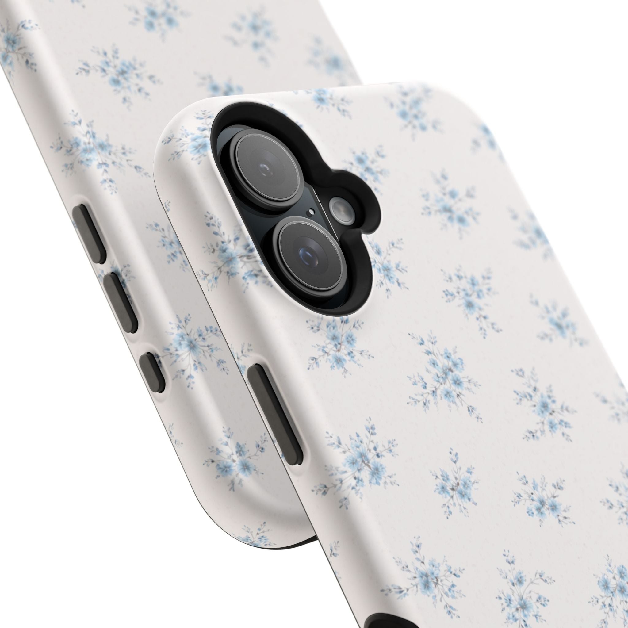 Blue Floral Pattern iPhone Case | Magnetic Impact-Resistant Case