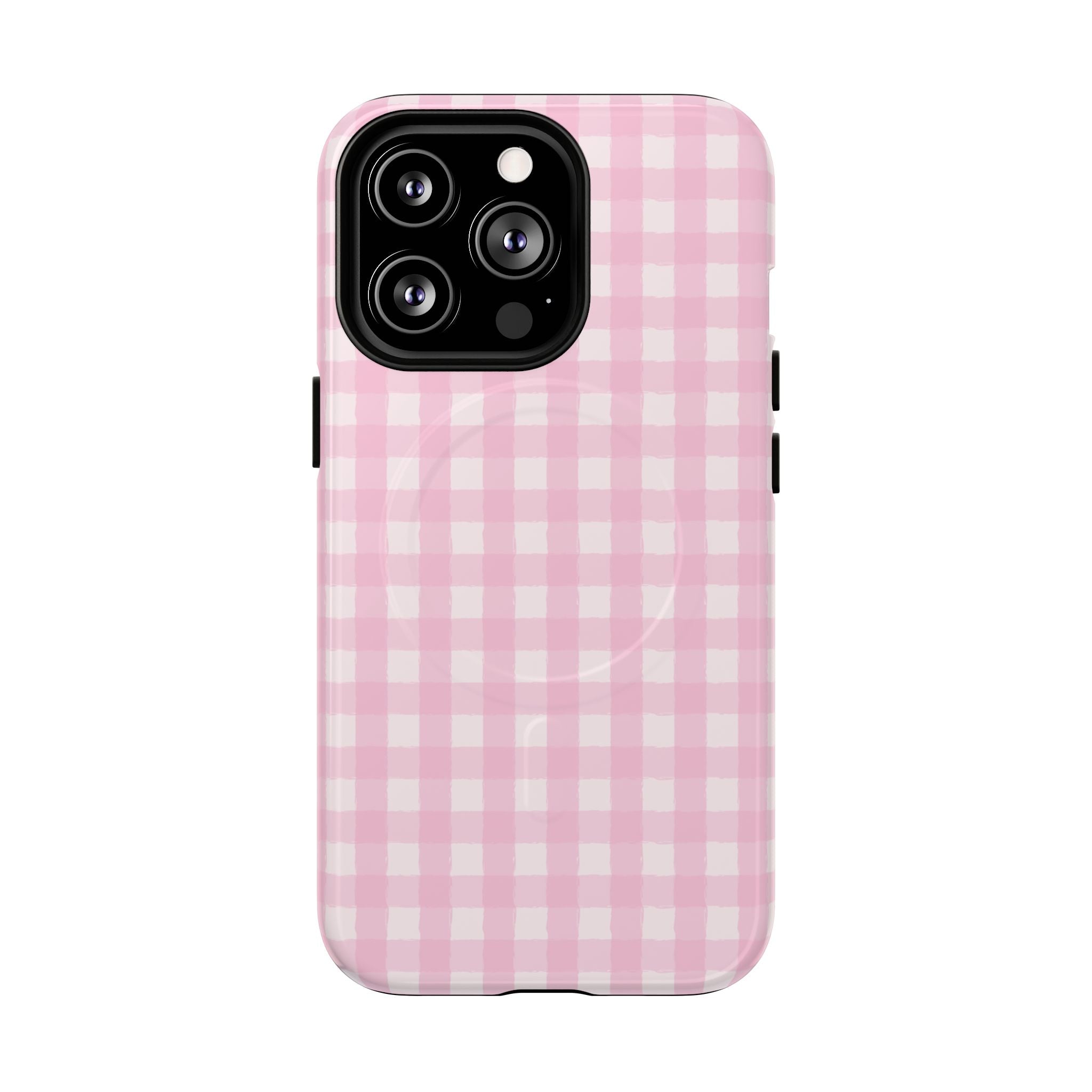 Pink Gingham iPhone Case – MagSafe Compatible