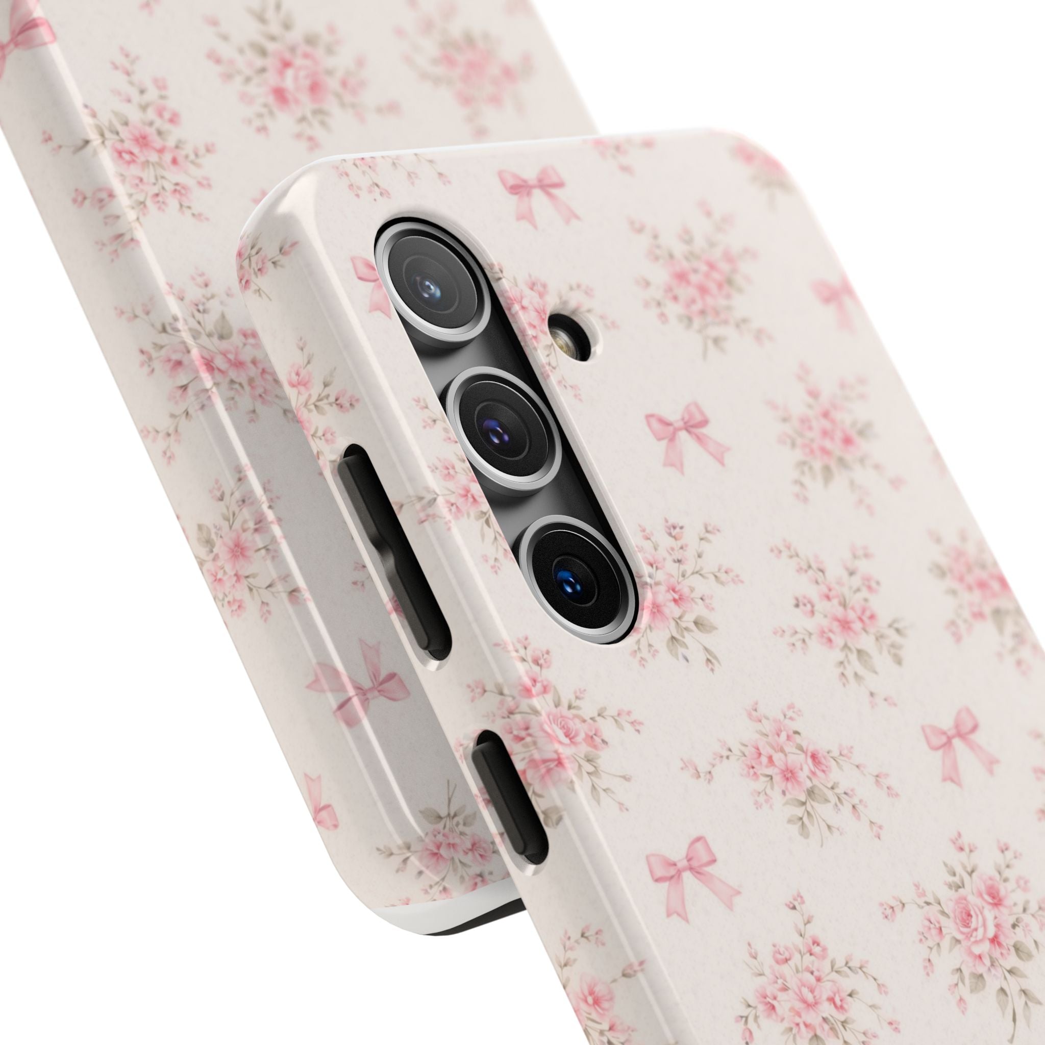 Pink Floral Bouquet Phone Case  Samsung Galaxy | Vintage Roses and Bows, Tough Phone Case
