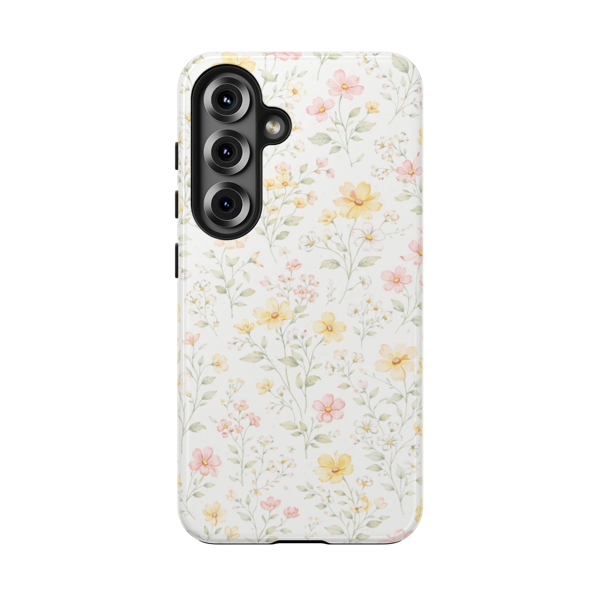 Pastel Floral Pattern Tough Phone Case, Vintage Dainty Flowers