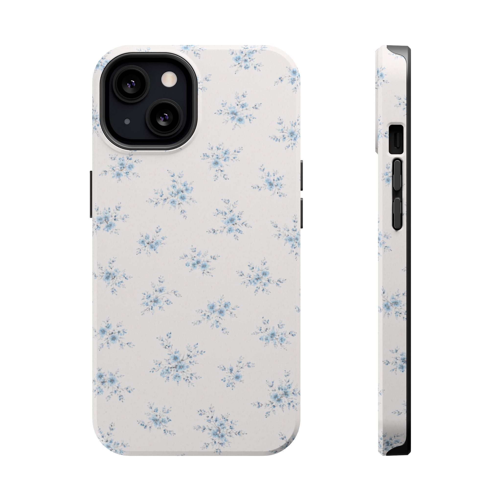 Blue Floral Pattern iPhone Case | Magnetic Impact-Resistant Case