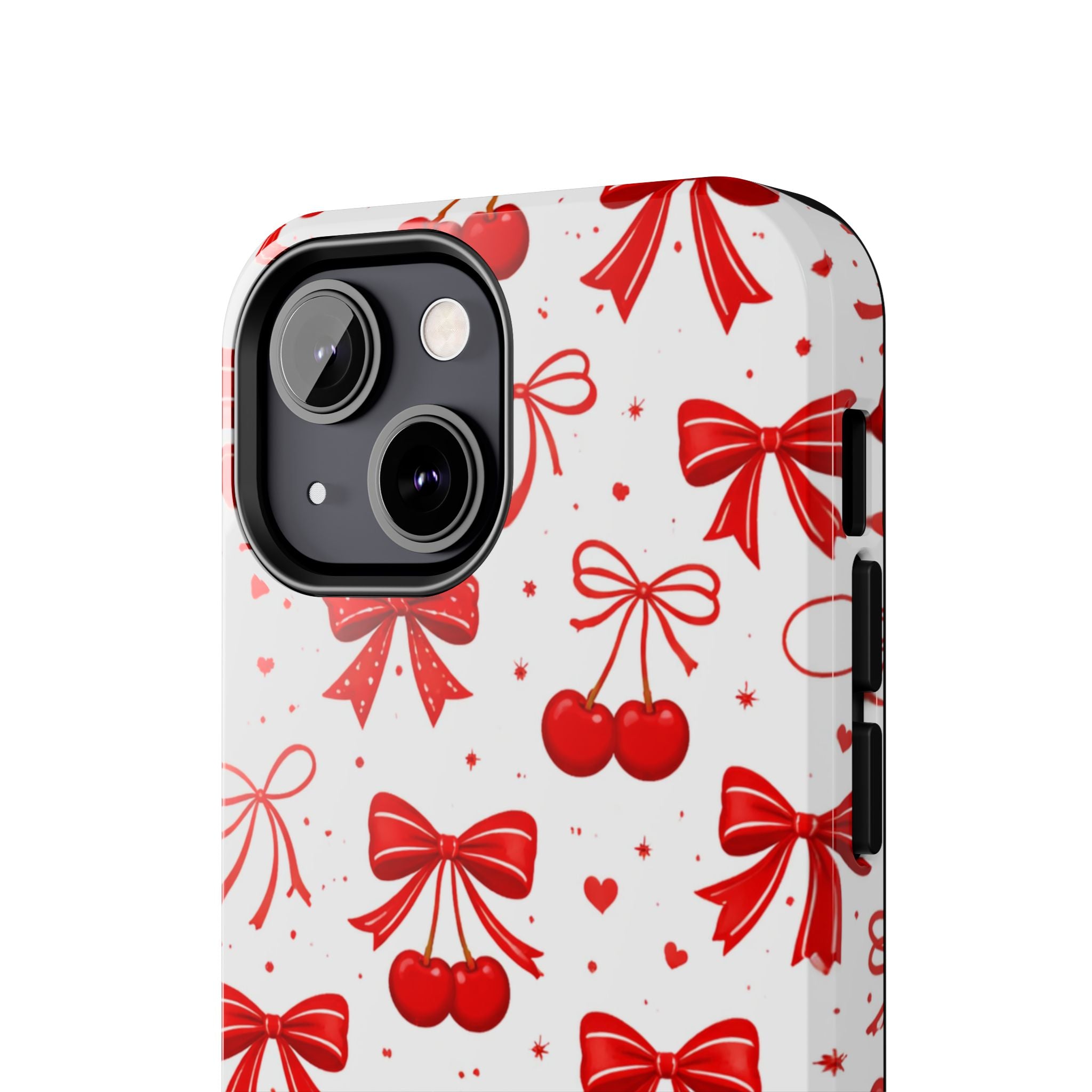 Red Cherry Bows Tough Phone Case, Cherry Pattern Phone Case