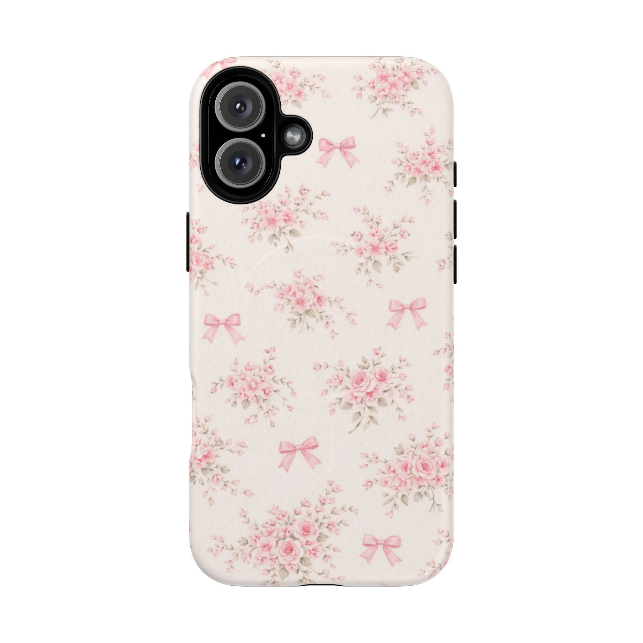 Floral Pink Bow iPhone Case – MagSafe Compatible