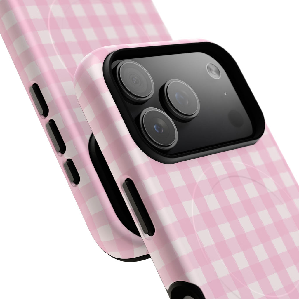 Pink Gingham iPhone Case – MagSafe Compatible