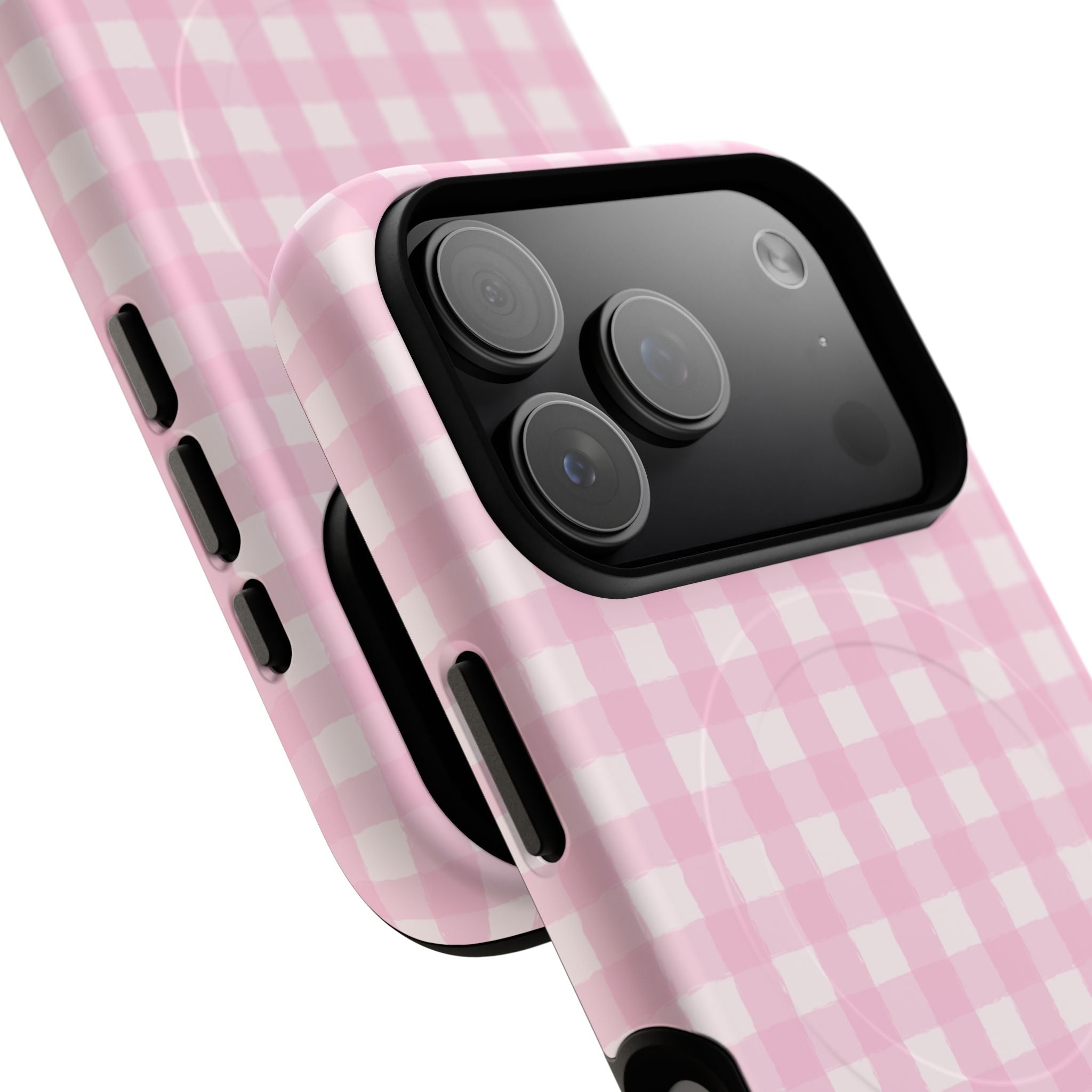 Pink Gingham iPhone Case – MagSafe Compatible