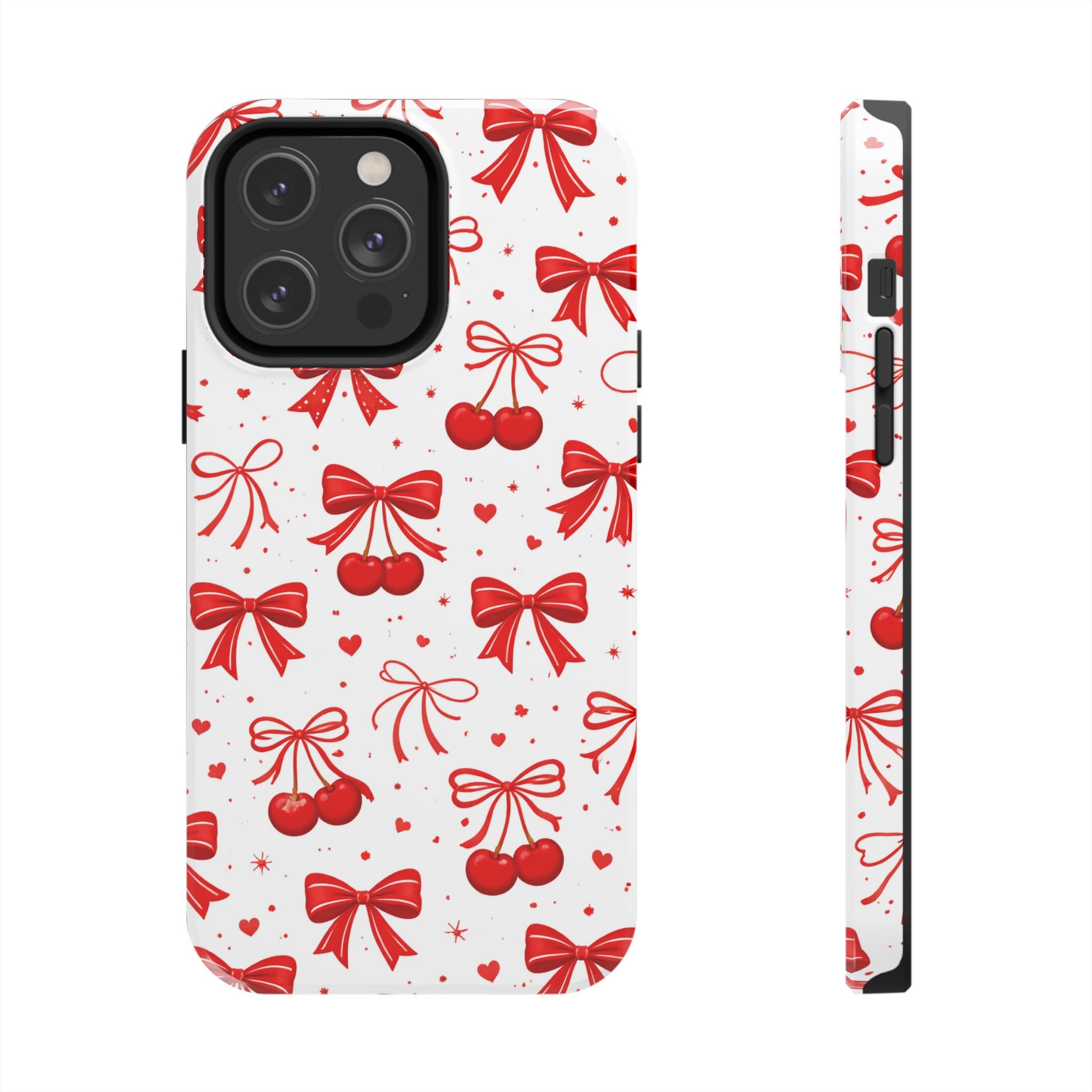 Red Cherry Bows Tough Phone Case, Cherry Pattern Phone Case