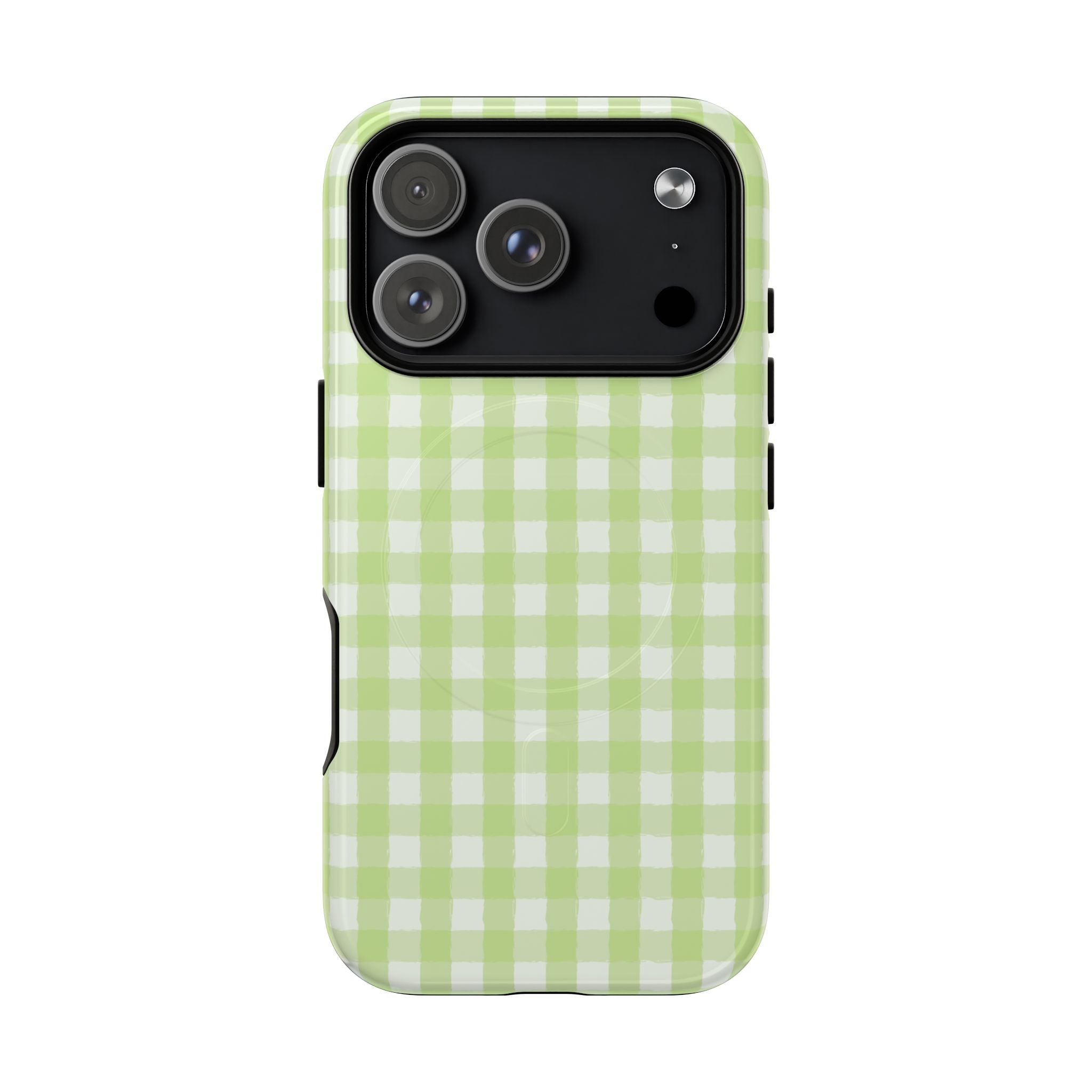 Green Gingham iPhone Case – MagSafe Compatible
