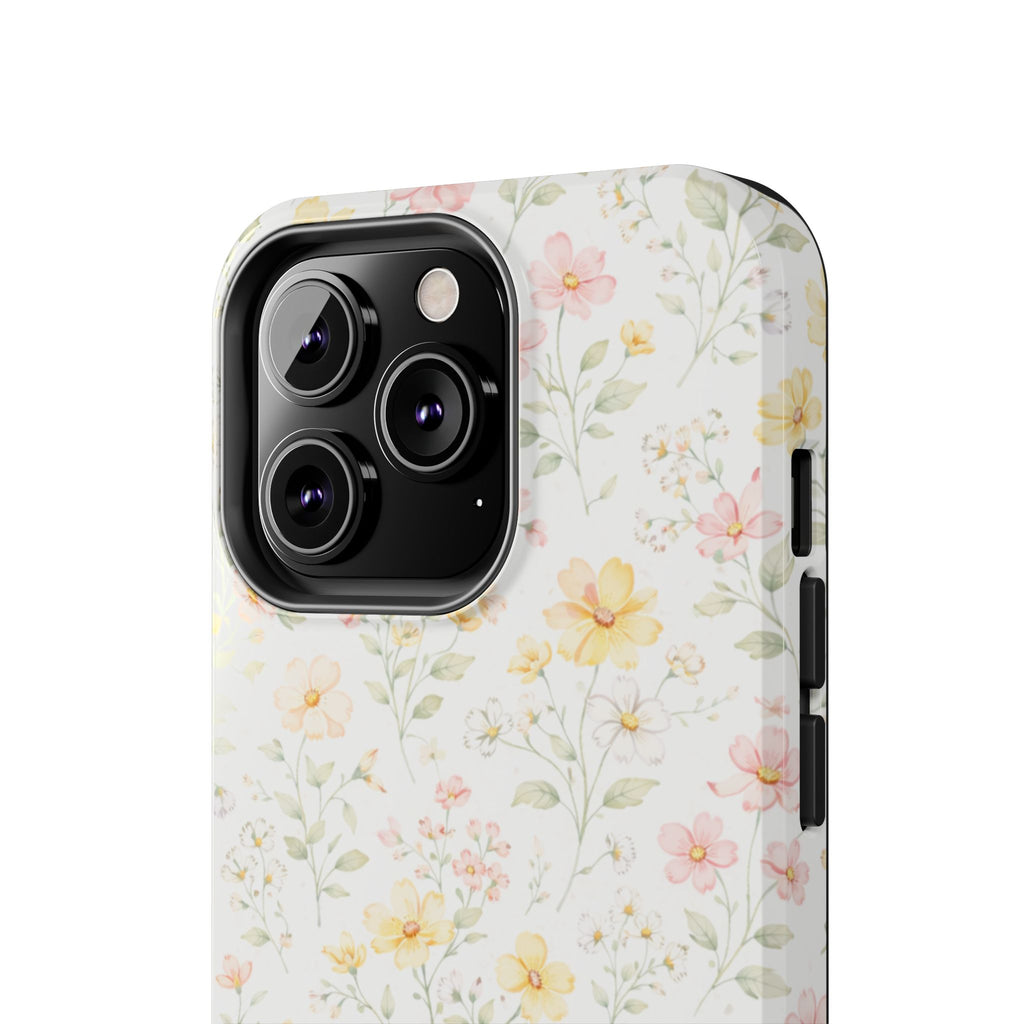 Delicate Pastel Wildflowers Tough Phone Case, Floral Botanical Pattern