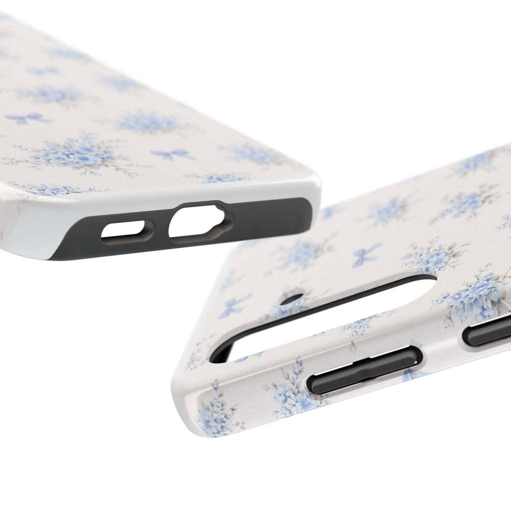 Blue Cottage  Floral Pattern Tough   Samsung Galaxy Phone Case | Vintage Bow Bouquet