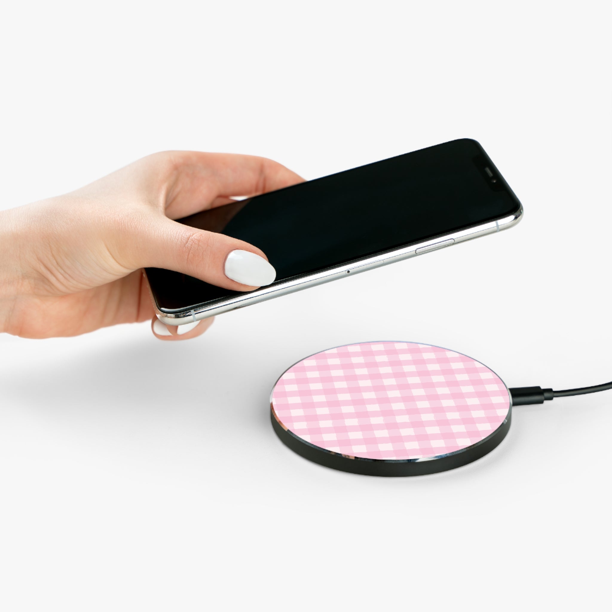 Pink Gingham Wireless Charger