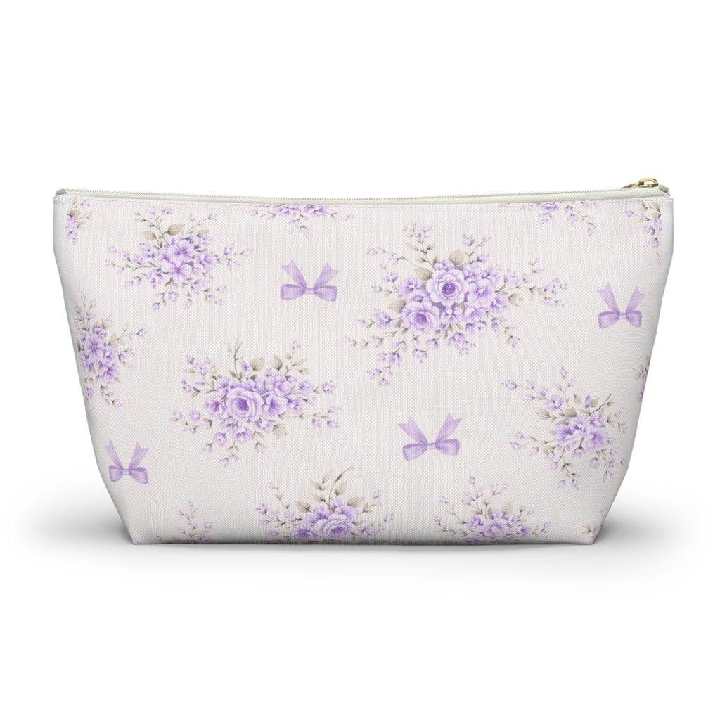 Lavender Floral Bouquet Pouch | Purple Bow Accessory Pouch