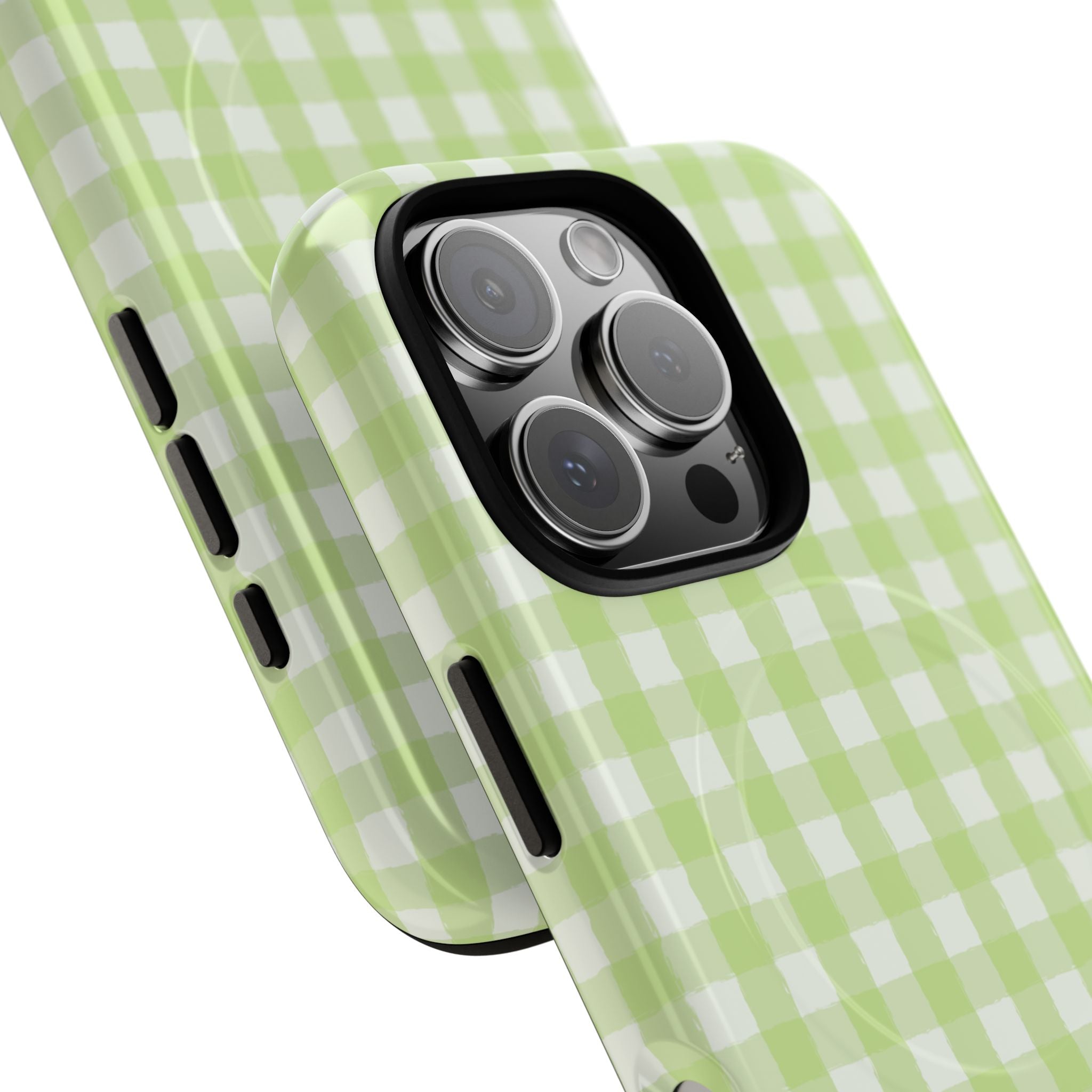 Green Gingham iPhone Case – MagSafe Compatible