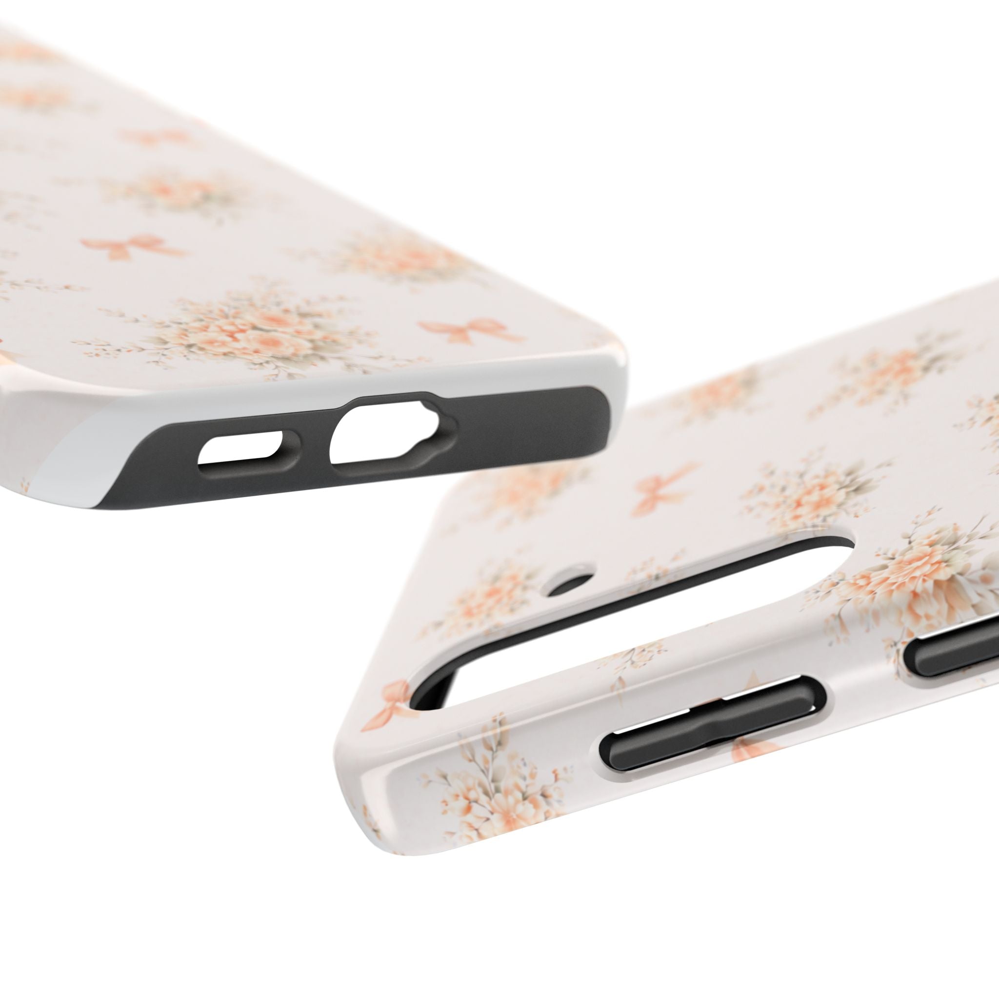 Vintage Peach Floral Bouquet   Samsung Galaxy  Case | Bow Pattern, Pastel Floral