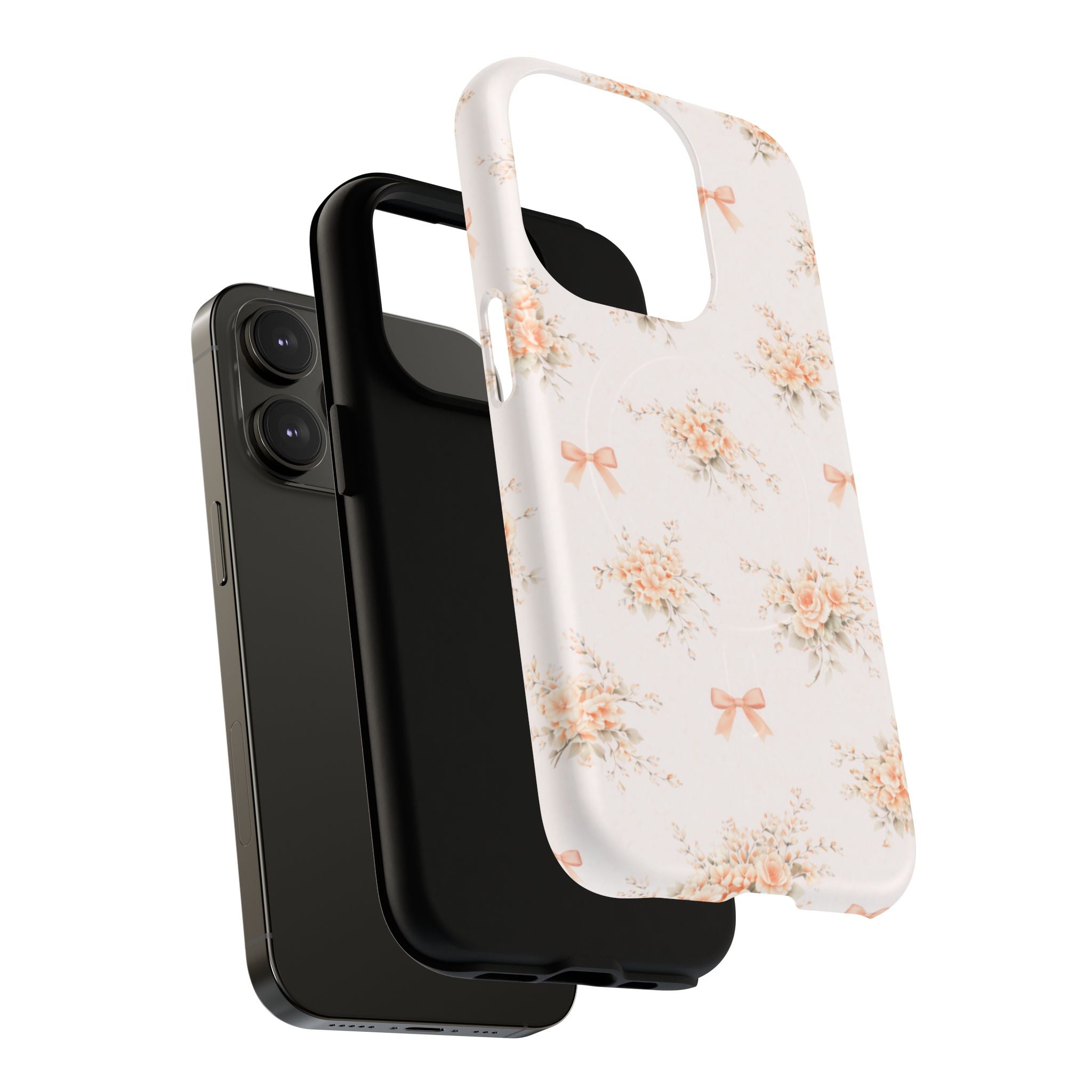 Peach Rose Bow iPhone Case – MagSafe Compatible
