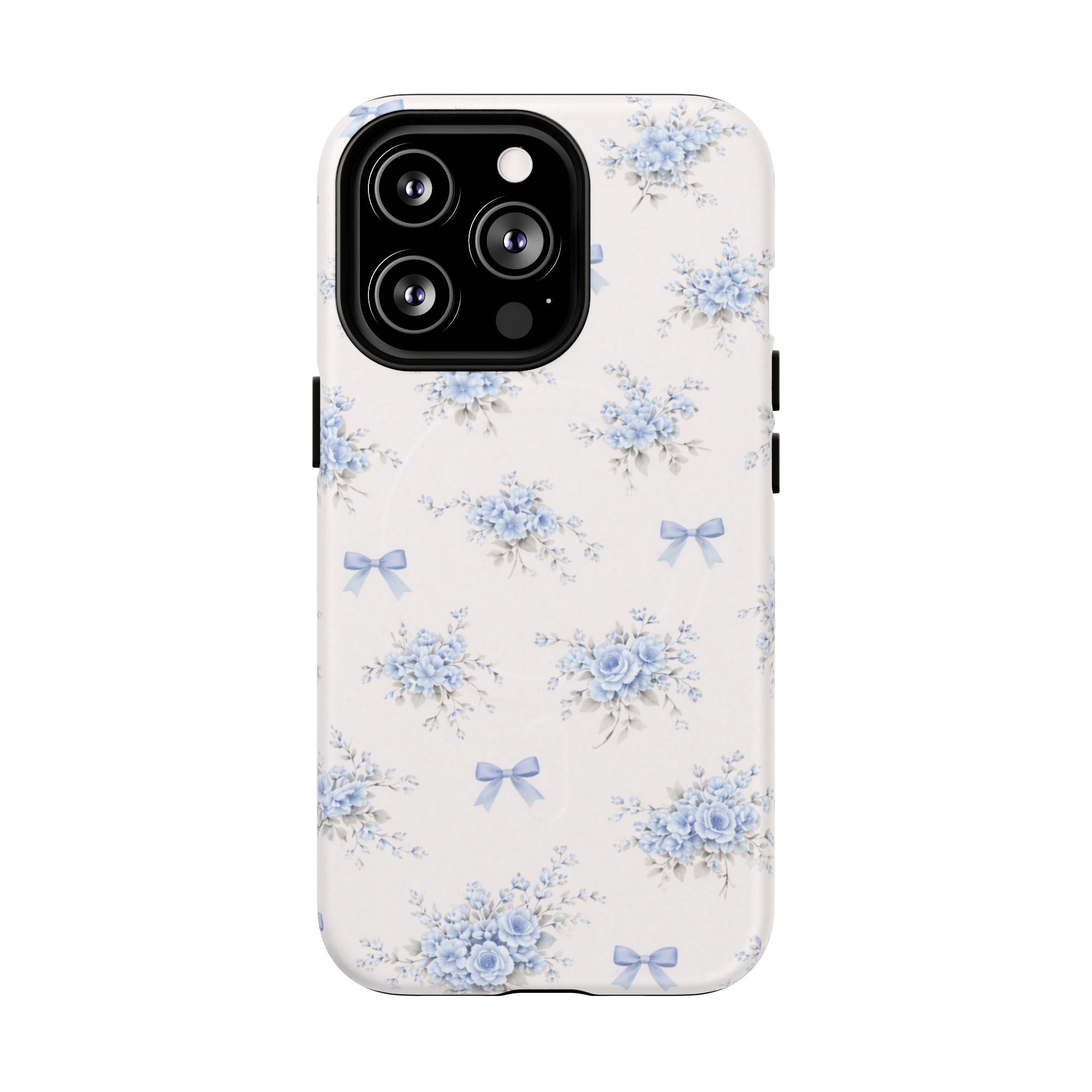 Blue Floral Bow iPhone Case – MagSafe Compatible
