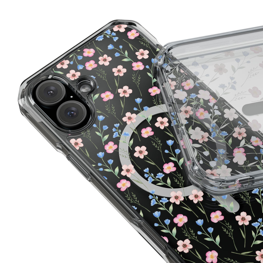 MagSafe Clear Phone Case — Pink Floral Pattern